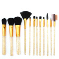 Portable Travel Bottle 12pcs  Glitter handle  Makeup Brushes Set Kit Case  Bucket  Makeup  Brush